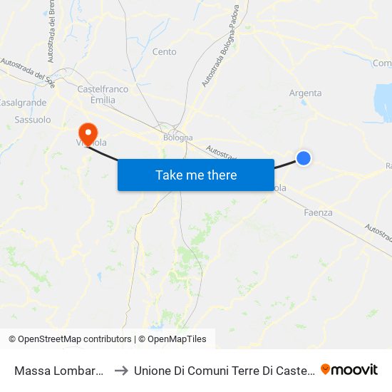 Massa Lombarda to Unione Di Comuni Terre Di Castelli map
