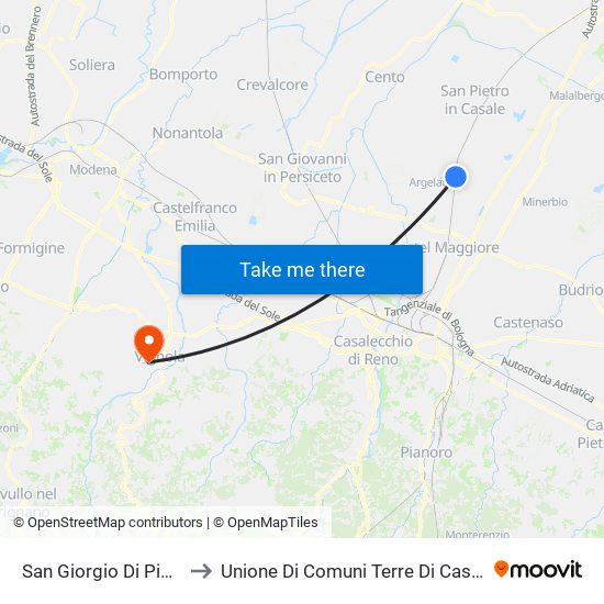 San Giorgio Di Piano to Unione Di Comuni Terre Di Castelli map