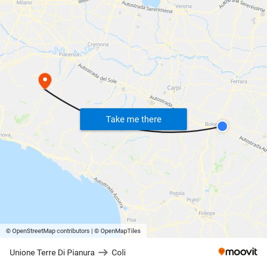 Unione Terre Di Pianura to Coli map