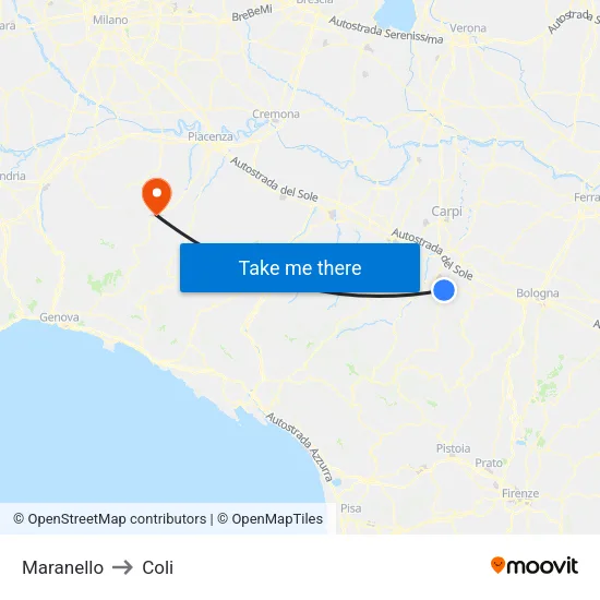 Maranello to Coli map