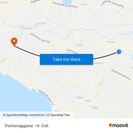 Portomaggiore to Coli map
