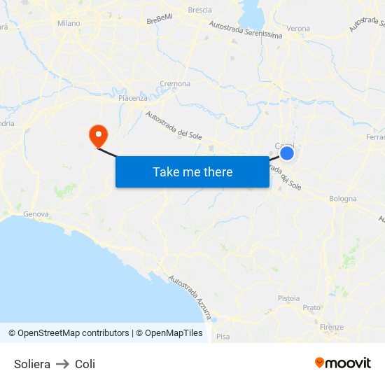 Soliera to Coli map