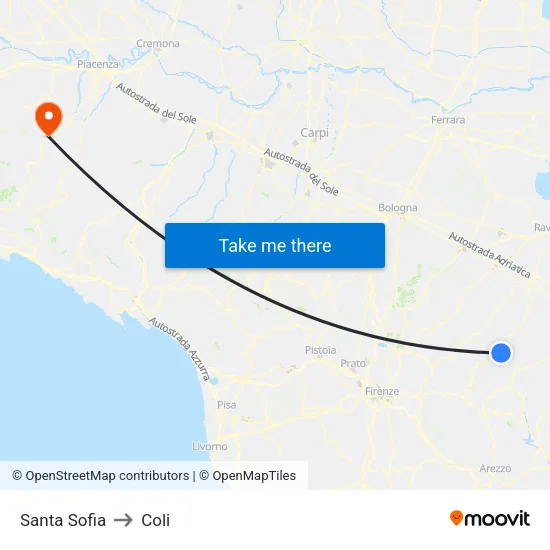 Santa Sofia to Coli map