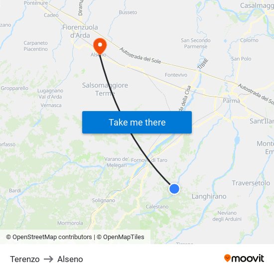 Terenzo to Alseno map