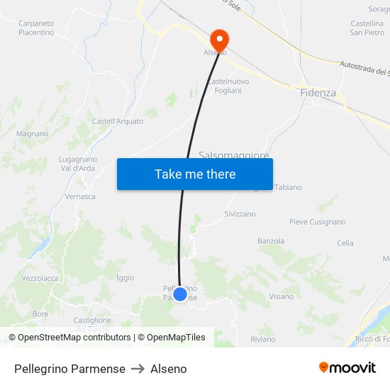 Pellegrino Parmense to Alseno map