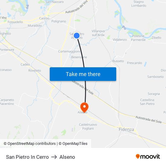 San Pietro In Cerro to Alseno map