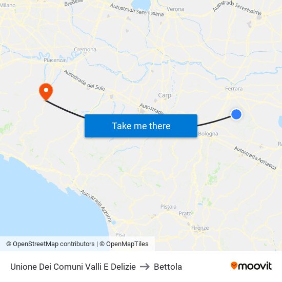 Unione Dei Comuni Valli E Delizie to Bettola map