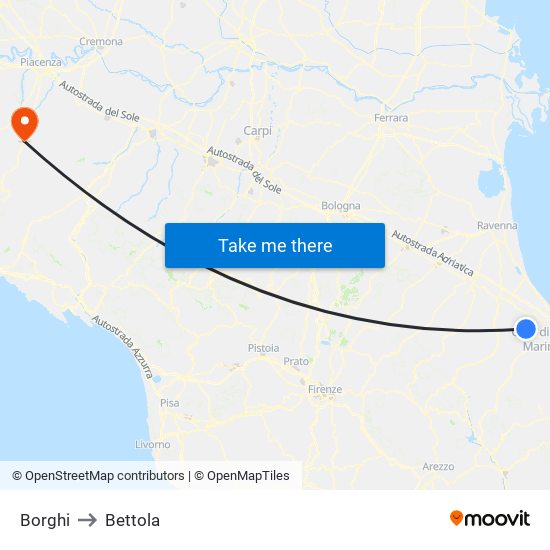 Borghi to Bettola map