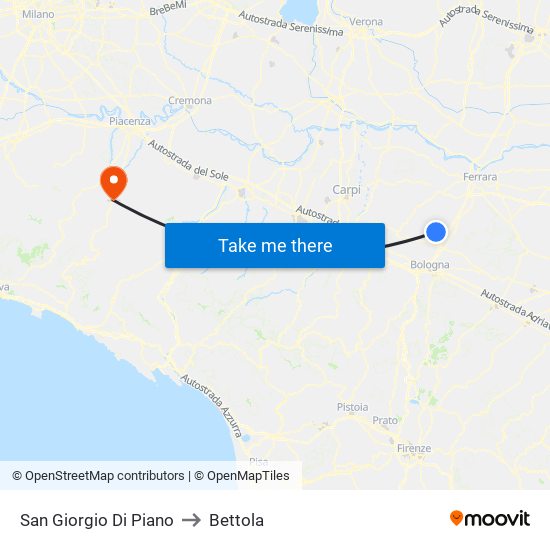 San Giorgio Di Piano to Bettola map