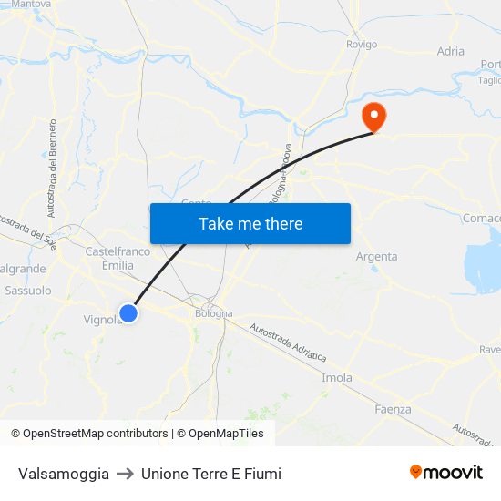 Valsamoggia to Unione Terre E Fiumi map