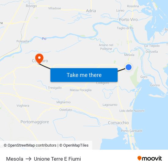 Mesola to Unione Terre E Fiumi map