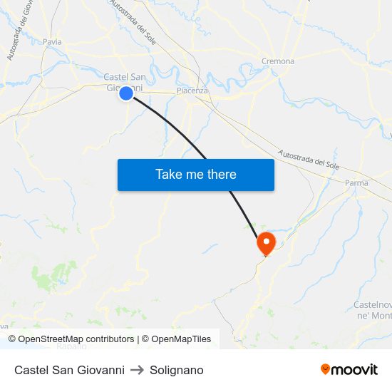 Castel San Giovanni to Solignano map