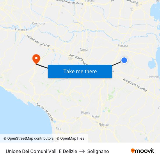 Unione Dei Comuni Valli E Delizie to Solignano map