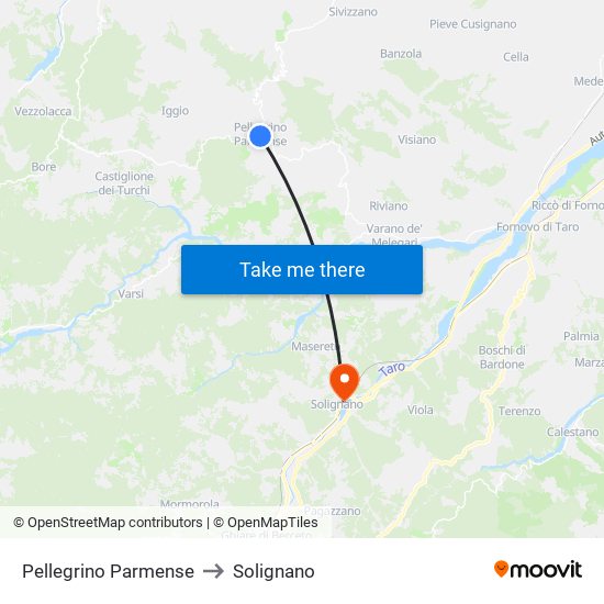 Pellegrino Parmense to Solignano map