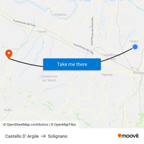 Castello D' Argile to Solignano map