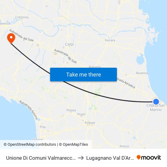 Unione Di Comuni Valmarecchia to Lugagnano Val D'Arda map