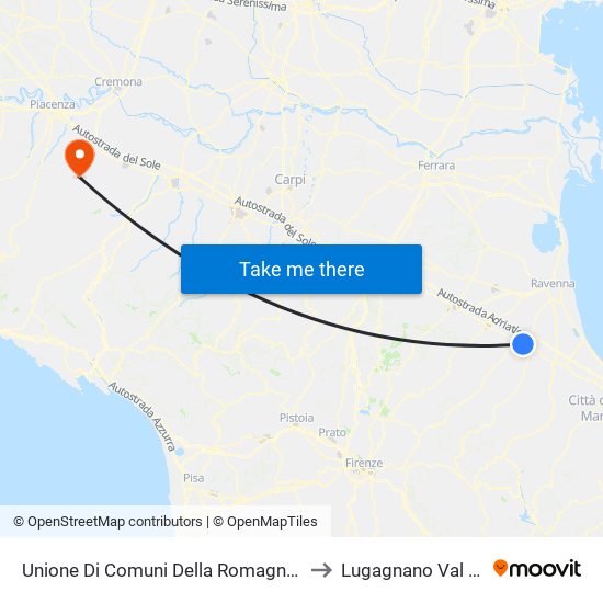 Unione Di Comuni Della Romagna Forlivese to Lugagnano Val D'Arda map