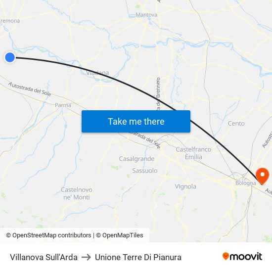 Villanova Sull'Arda to Unione Terre Di Pianura map