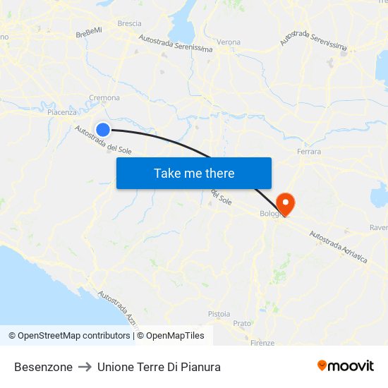 Besenzone to Unione Terre Di Pianura map