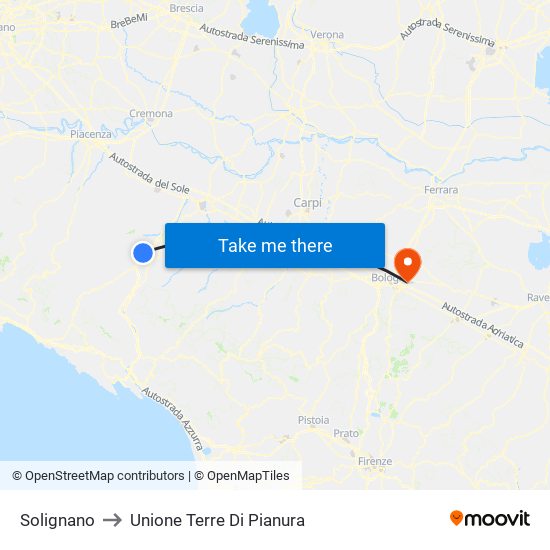 Solignano to Unione Terre Di Pianura map