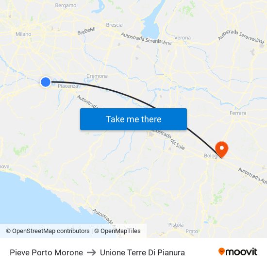 Pieve Porto Morone to Unione Terre Di Pianura map