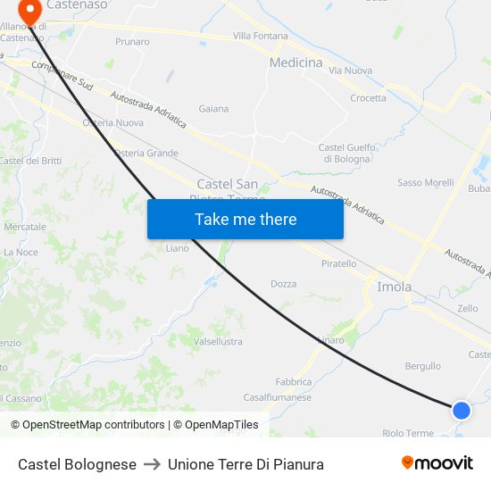 Castel Bolognese to Unione Terre Di Pianura map