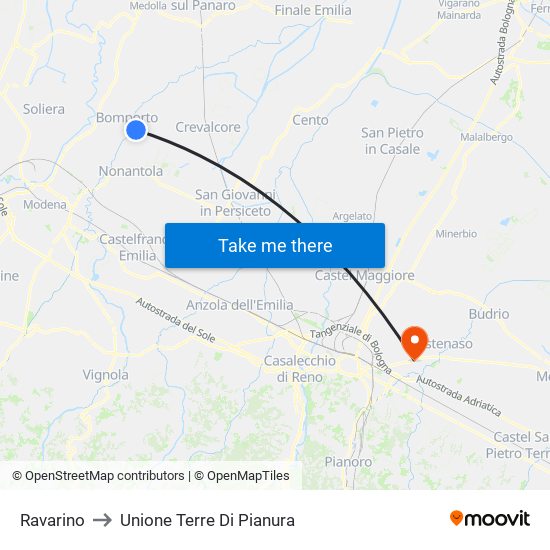 Ravarino to Unione Terre Di Pianura map