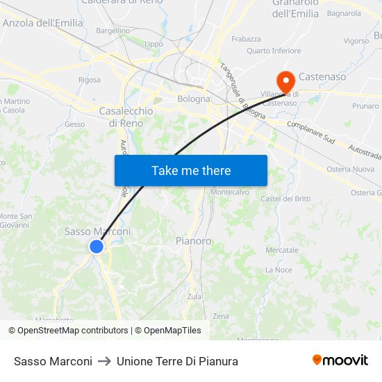 Sasso Marconi to Unione Terre Di Pianura map