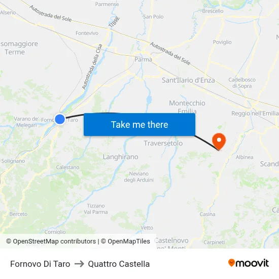 Fornovo di Taro to Quattro Castella map