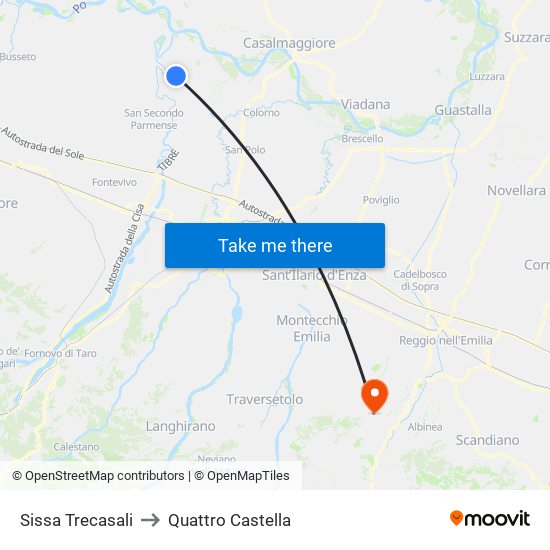 Sissa Trecasali to Quattro Castella map