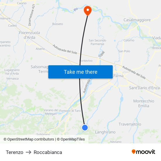 Terenzo to Roccabianca map