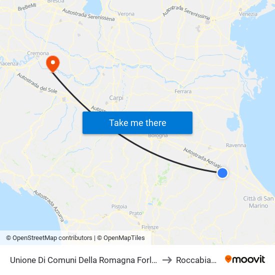 Unione Di Comuni Della Romagna Forlivese to Roccabianca map