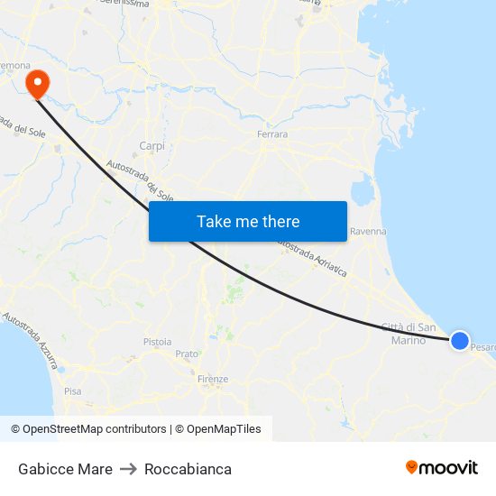 Gabicce Mare to Roccabianca map