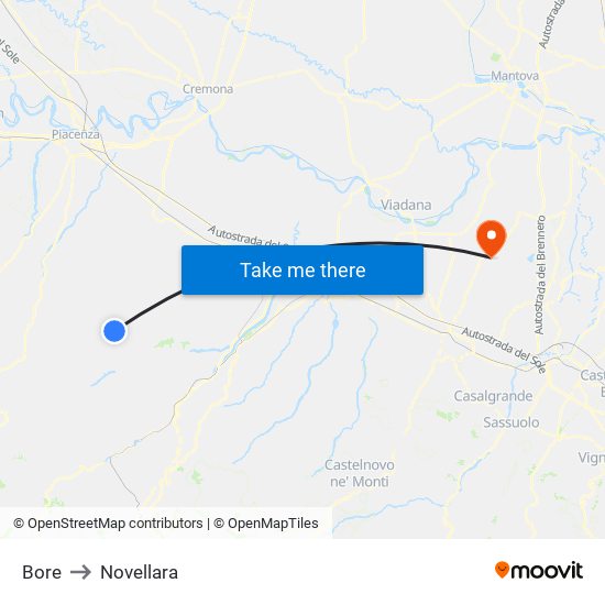 Bore to Novellara map