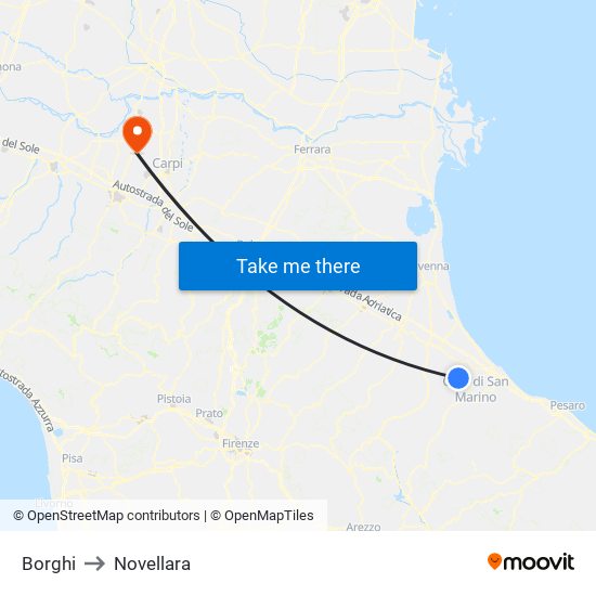 Borghi to Novellara map