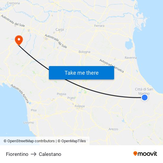 Fiorentino to Calestano map