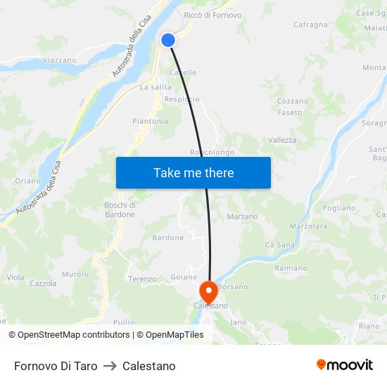 Fornovo Di Taro to Calestano map