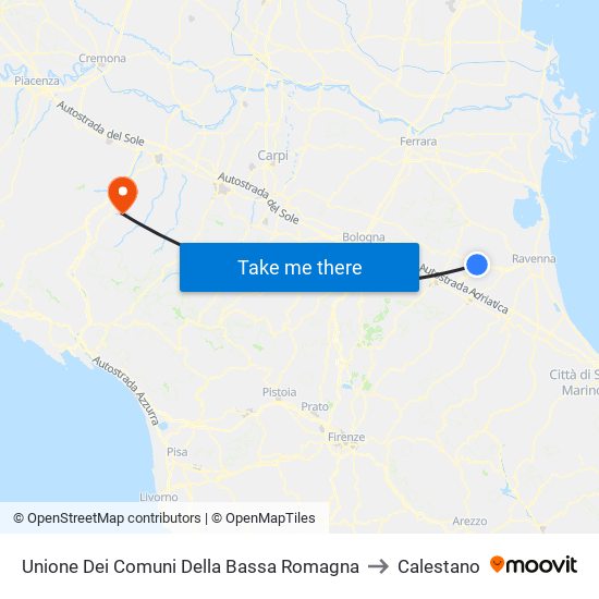 Unione Dei Comuni Della Bassa Romagna to Calestano map