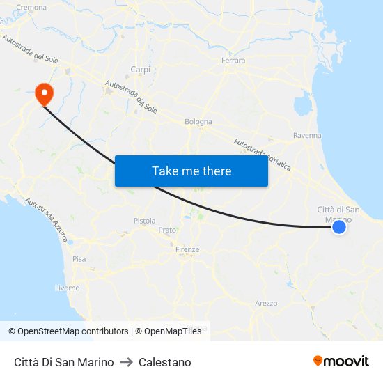 Città Di San Marino to Calestano map