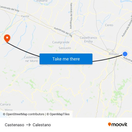 Castenaso to Calestano map