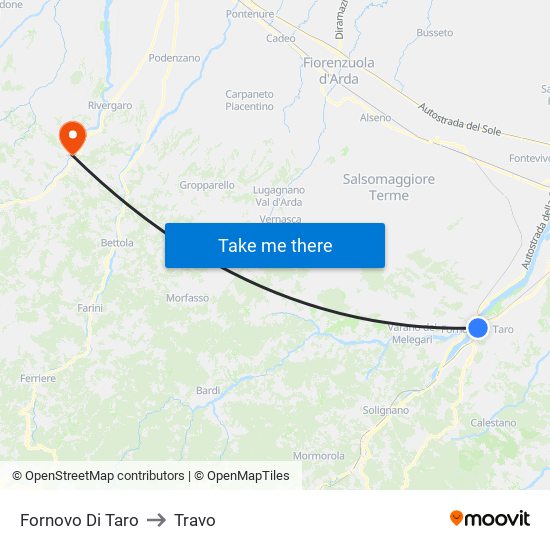 Fornovo Di Taro to Travo map