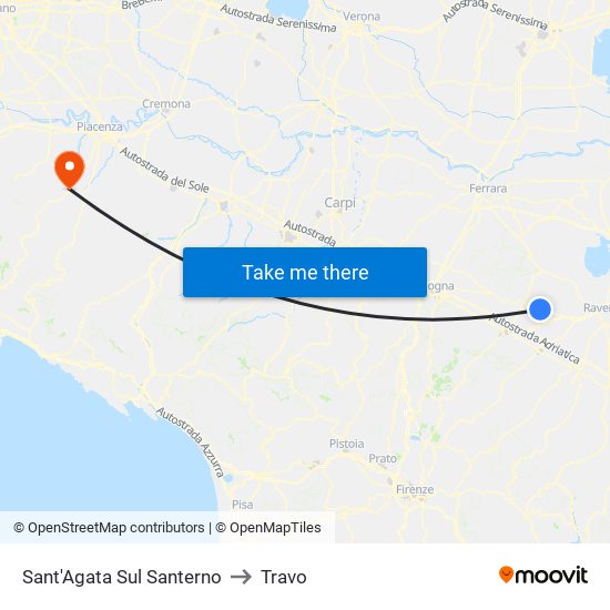 Sant'Agata Sul Santerno to Travo map