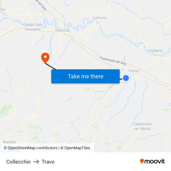 Collecchio to Travo map