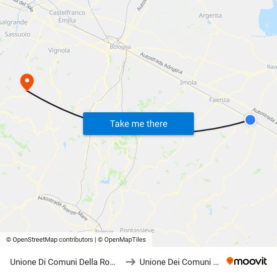 Unione Di Comuni Della Romagna Forlivese to Unione Dei Comuni Del Frignano map