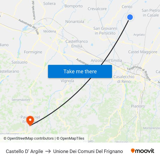 Castello D' Argile to Unione Dei Comuni Del Frignano map