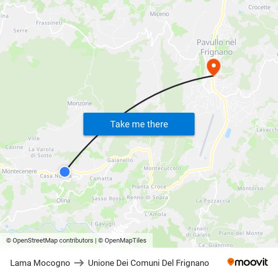Lama Mocogno to Unione Dei Comuni Del Frignano map