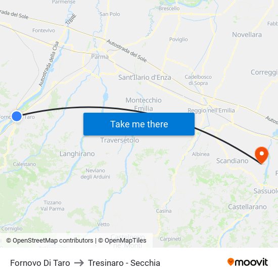 Fornovo Di Taro to Tresinaro - Secchia map