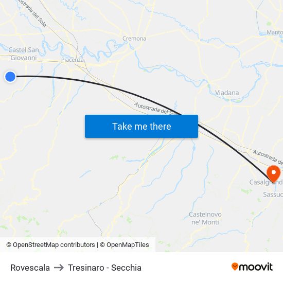 Rovescala to Tresinaro - Secchia map