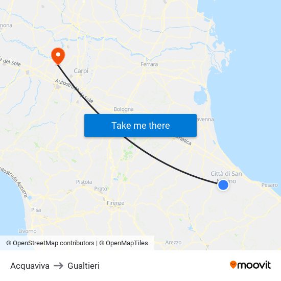 Acquaviva to Gualtieri map