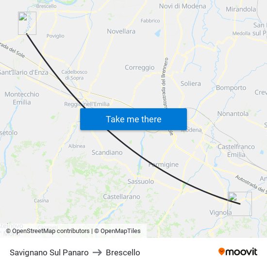 Savignano Sul Panaro to Brescello map